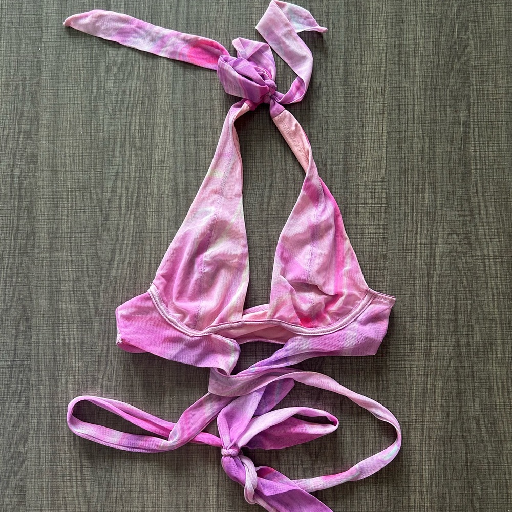 Pink Tie-Dye Halter  Top